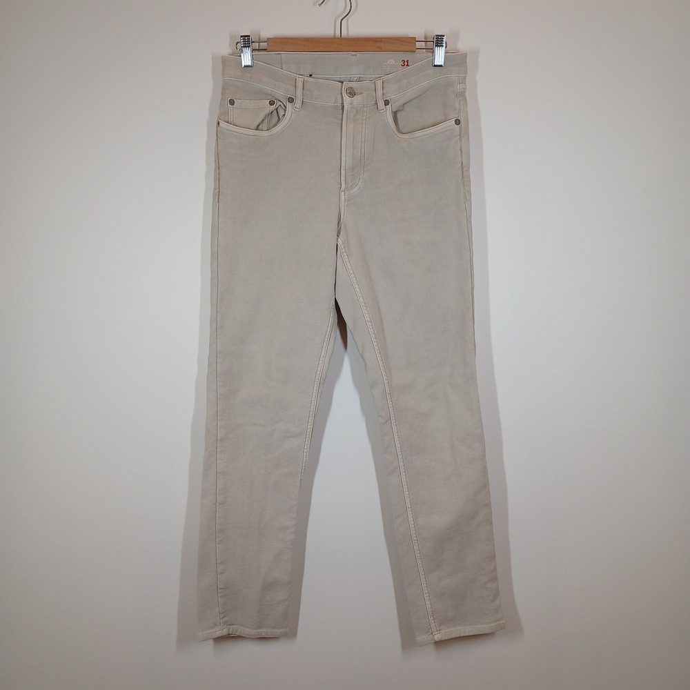 Faherty Brand Mens Size 31 Slim Straight Pants 5-Pocket Sand Beige